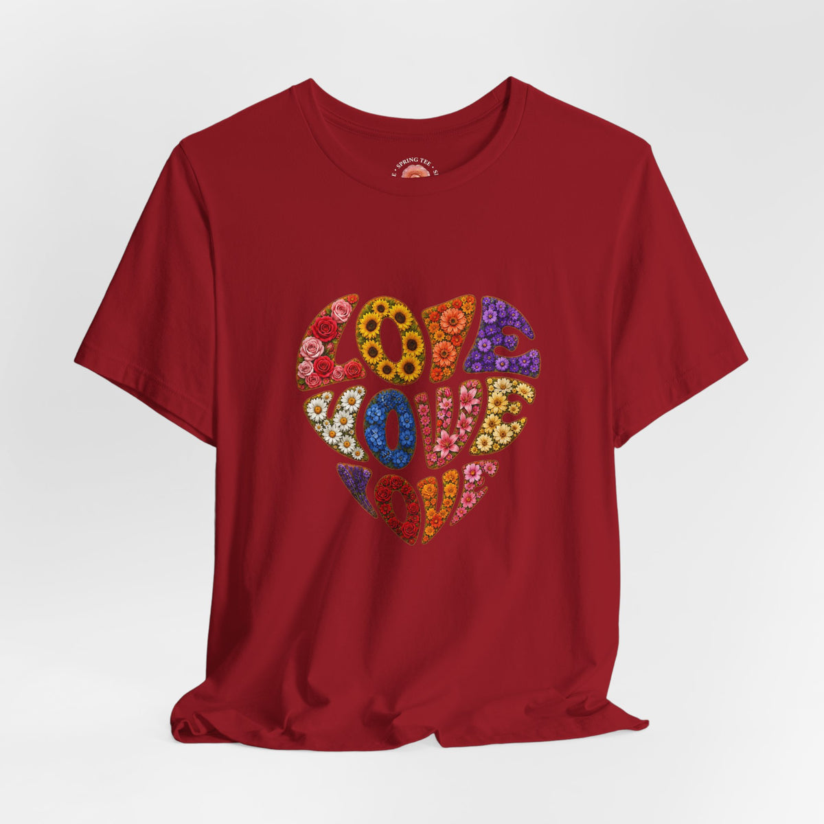 Love Heart Graphic Tee — Retro Floral "Love" Design