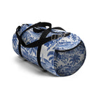 Tropical Blue Toile Duffel Bag — Coastal Palm & Sailboat Weekend Bag