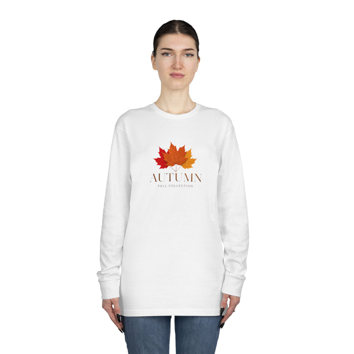Autumn Leaves Long Sleeve Tee — 'AUTUMN' Maple Graphic Cozy Fall Shirt