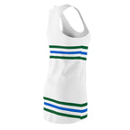 Racerback Stripe Dress — Green & Blue Athletic-Inspired Tank Dress