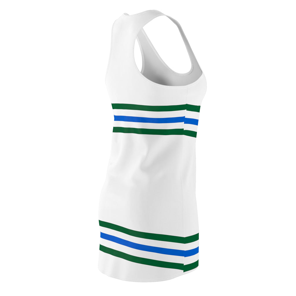 Racerback Stripe Dress — Green & Blue Athletic-Inspired Tank Dress