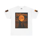 Halloween Graphic Tee — "It's Halloween" Witch & Cat Moon Design