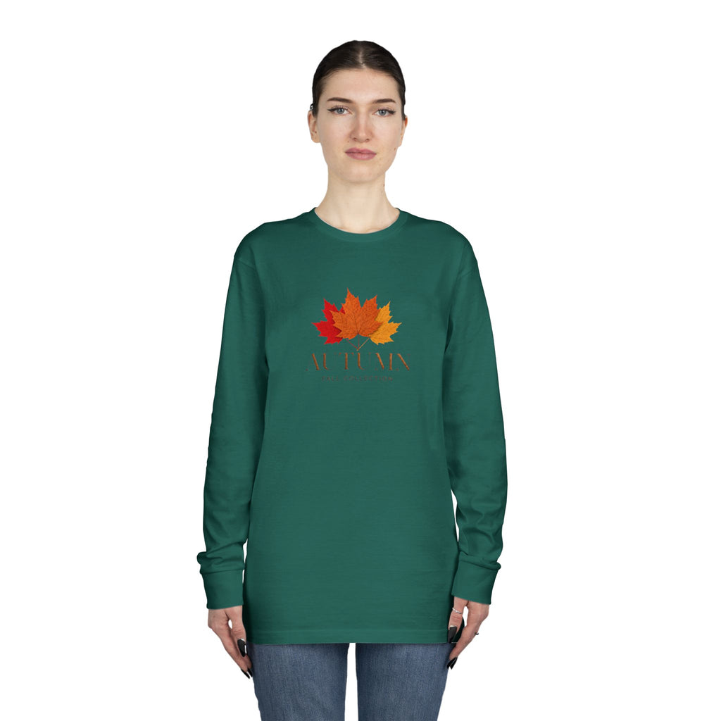 Autumn Leaves Long Sleeve Tee — 'AUTUMN' Maple Graphic Cozy Fall Shirt