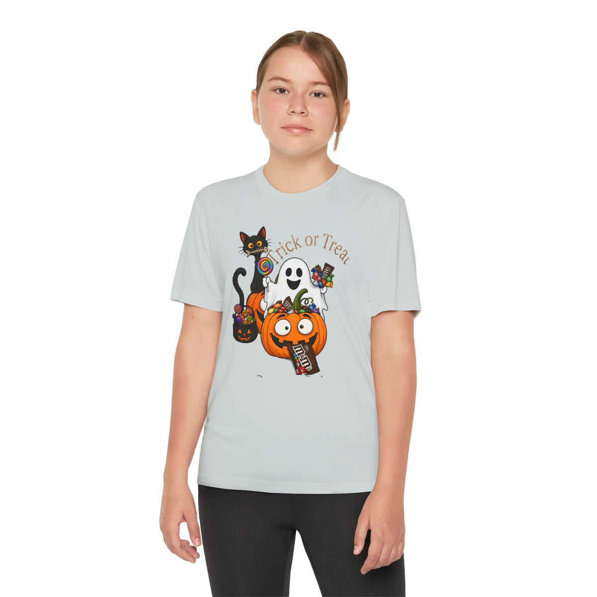 Kids Halloween Trick or Treat T-Shirt — Cute Pumpkin, Ghost & Black Cat Design
