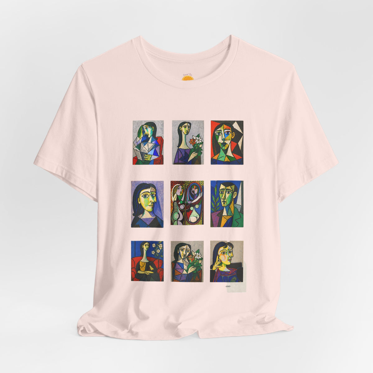 Picasso Portrait Grid T‑Shirt — Colorful Cubist Faces Art Tee