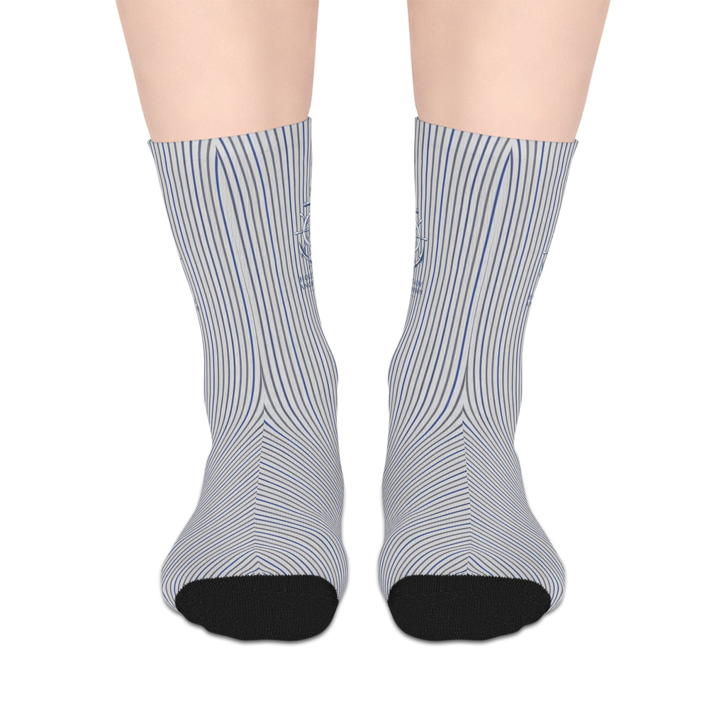 Nautical Crew Socks Blue Pinstripe Mid-Length Socks — Classic Nautical