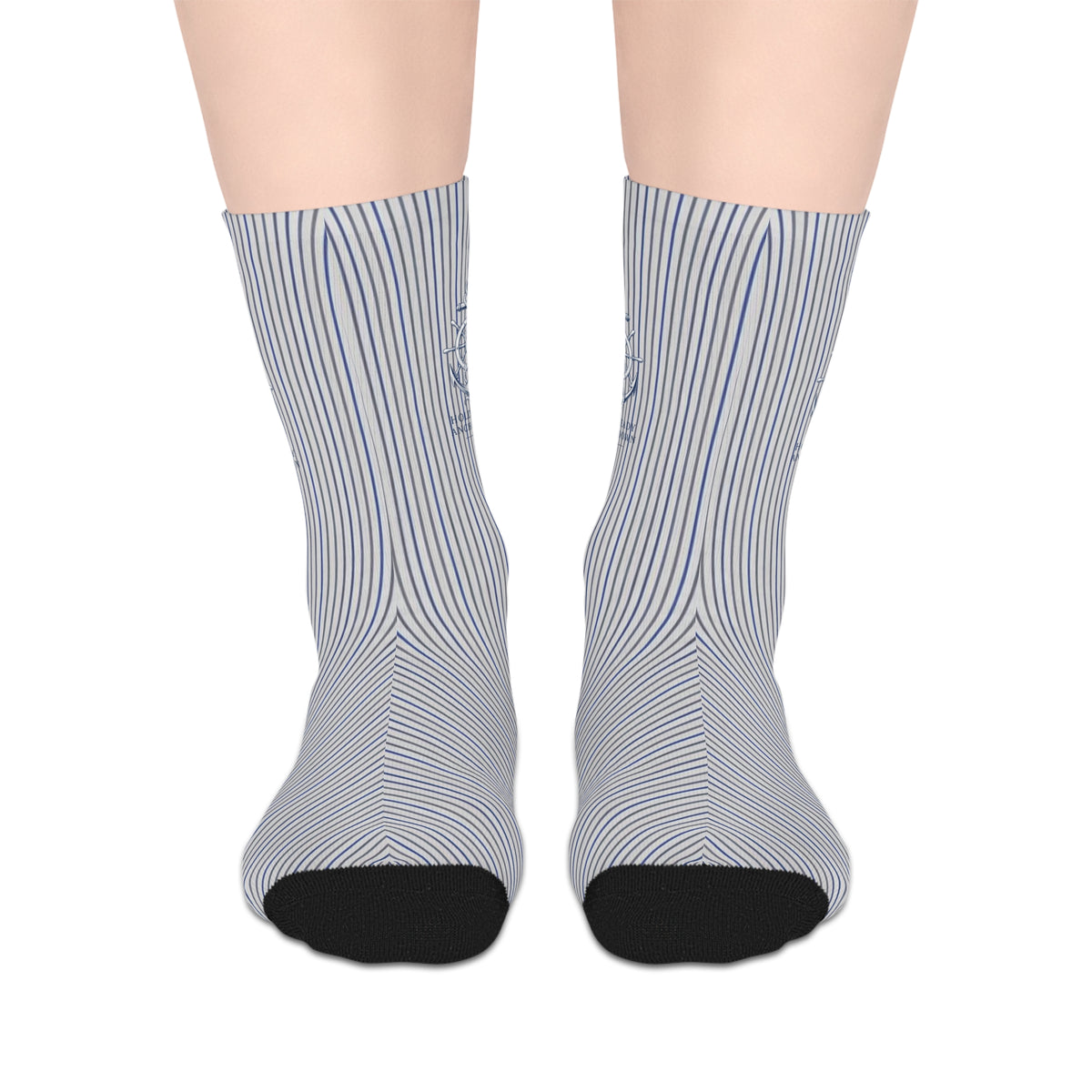 Nautical Crew Socks Blue Pinstripe Mid-Length Socks — Classic Nautical