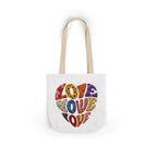 Love Heart Canvas Tote Bag — Colorful Retro ‘LOVE’ Design