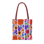 Floral Stripe Tote Bag — Bright Mexican Folk Art Flowers AOP