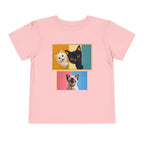 Toddler Cat Portrait Tee — Color Block Kittens Short Sleeve