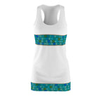 Racerback Dress — Teal Mosaic Border AOP