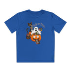 Kids Halloween Trick or Treat T-Shirt — Cute Pumpkin, Ghost & Black Cat Design