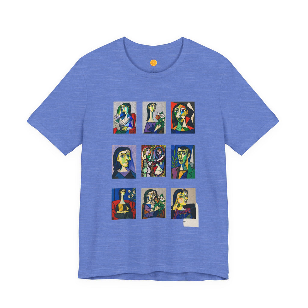 Picasso Portrait Grid T‑Shirt — Colorful Cubist Faces Art Tee