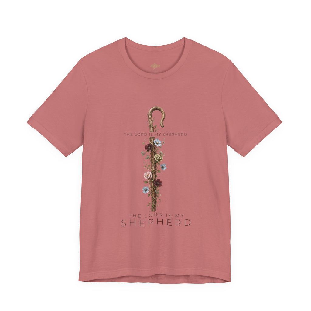 Shepherd Floral Staff T‑Shirt — 'The Lord Is My Shepherd' Faith Tee