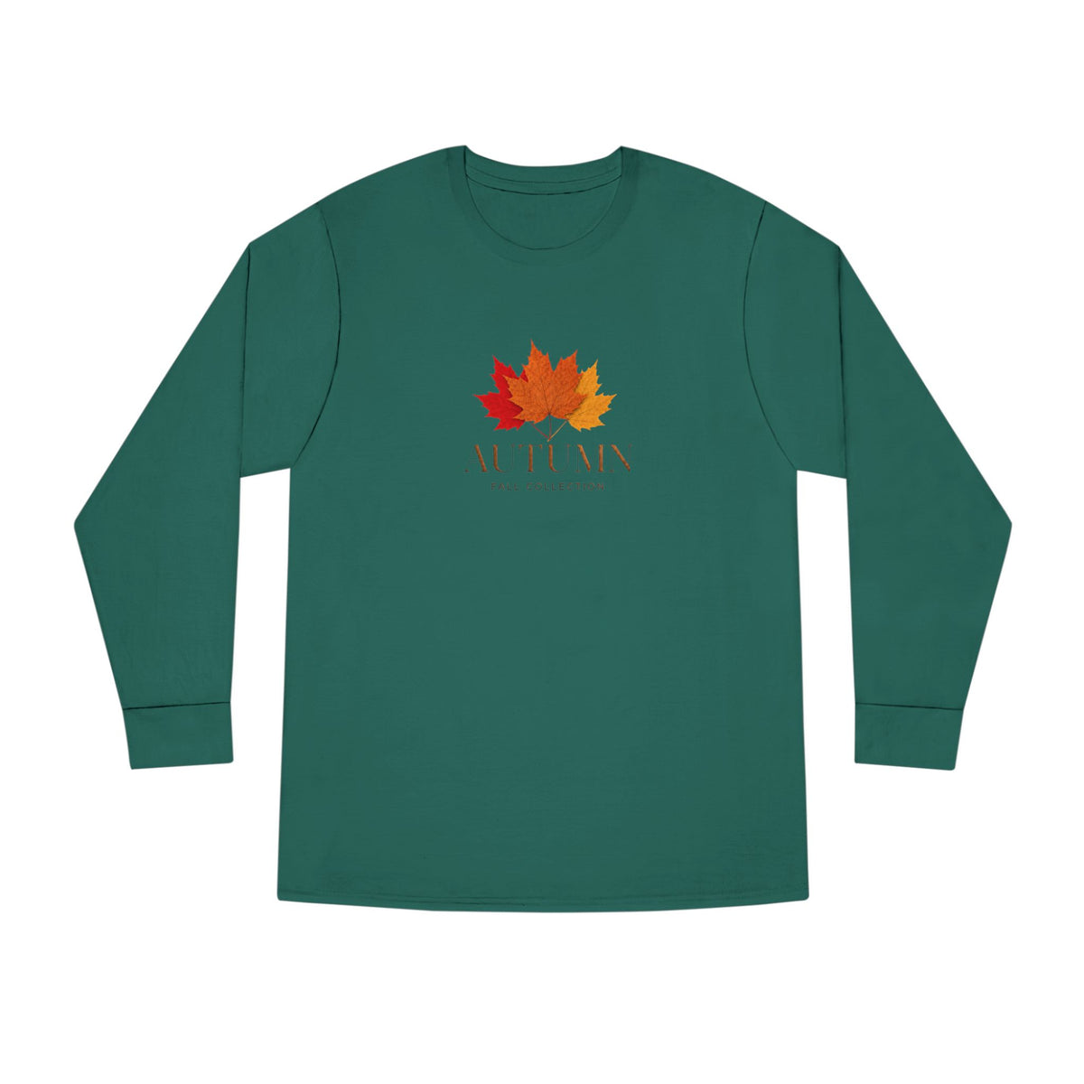 Autumn Leaves Long Sleeve Tee — 'AUTUMN' Maple Graphic Cozy Fall Shirt