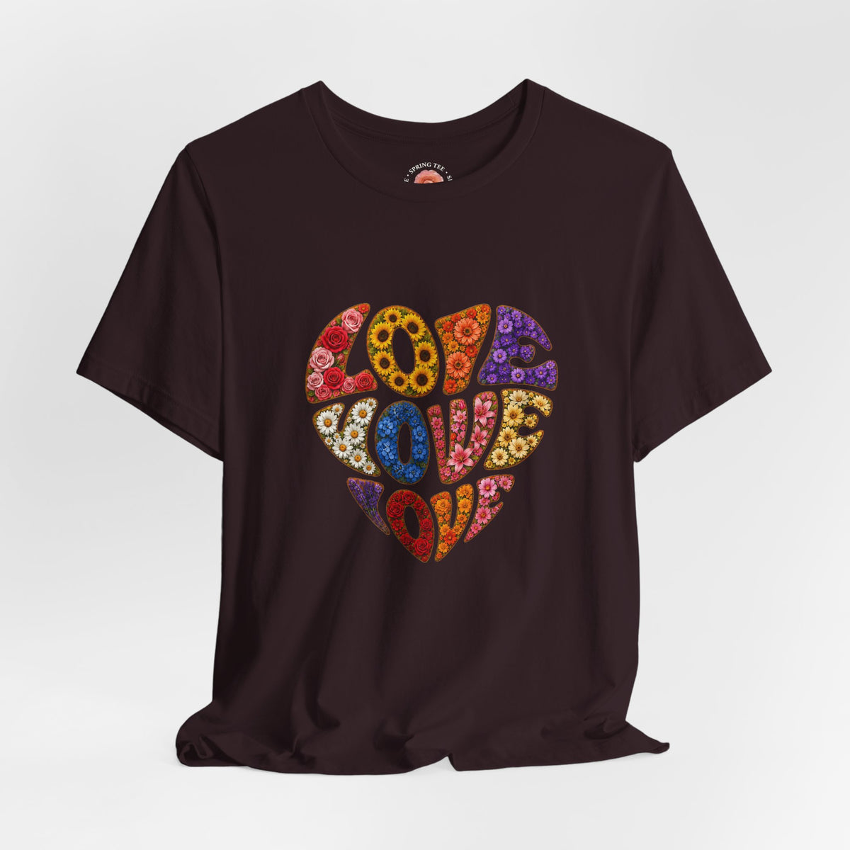 Love Heart Graphic Tee — Retro Floral "Love" Design