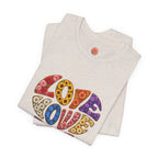 Love Heart Graphic Tee — Retro Psychedelic 'Love' Design