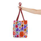 Floral Stripe Tote Bag — Bright Mexican Folk Art Flowers AOP