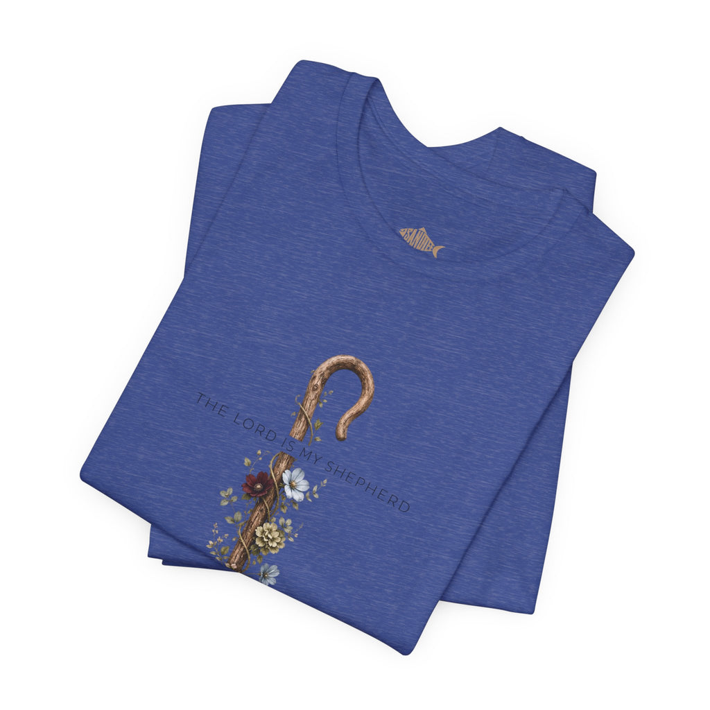 Shepherd Floral Staff T‑Shirt — 'The Lord Is My Shepherd' Faith Tee