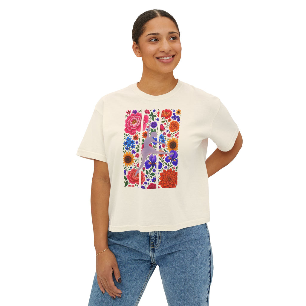 Floral Ballet Dancer Tee | Boxy Crop Shirt
