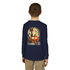 Kids' Halloween Long Sleeve Tee — 'Trick or Treat' Black Cat & Pumpkin Design