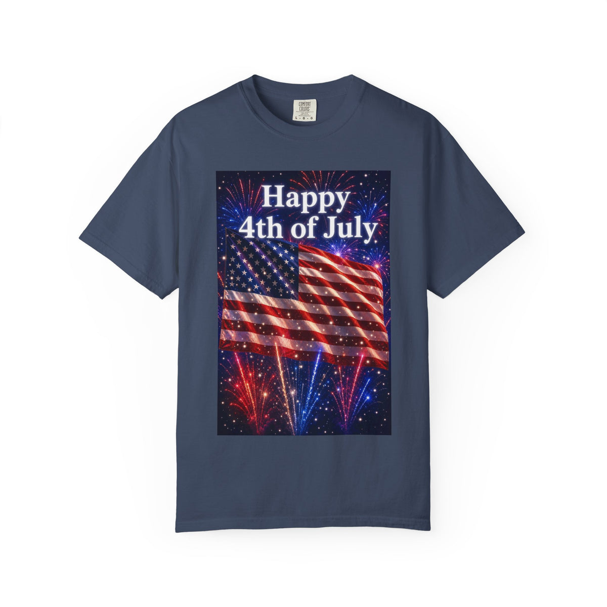 4th of July Flag T-Shirt — "Happy 4th of July" Front & America Flag Back