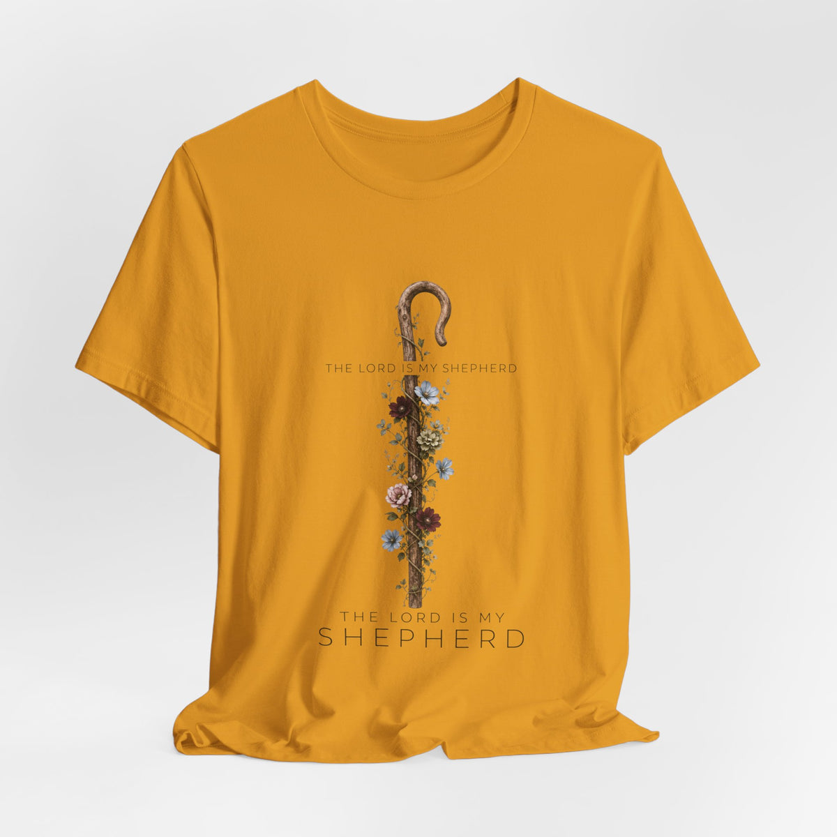 Shepherd Floral Staff T‑Shirt — 'The Lord Is My Shepherd' Faith Tee