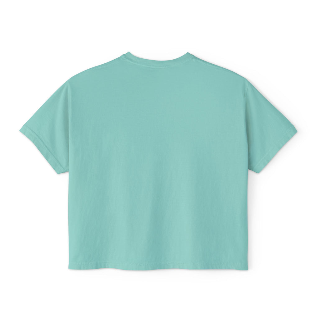 Women's Boxy Tee — Colorful Pop Art Faces Graphic Cropped T‑Shirt