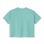 Women's Boxy Tee — Colorful Pop Art Faces Graphic Cropped T‑Shirt