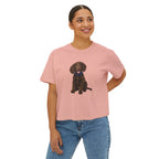 Women's Boxy Tee — Brown Spaniel Dog Graphic T‑Shirt