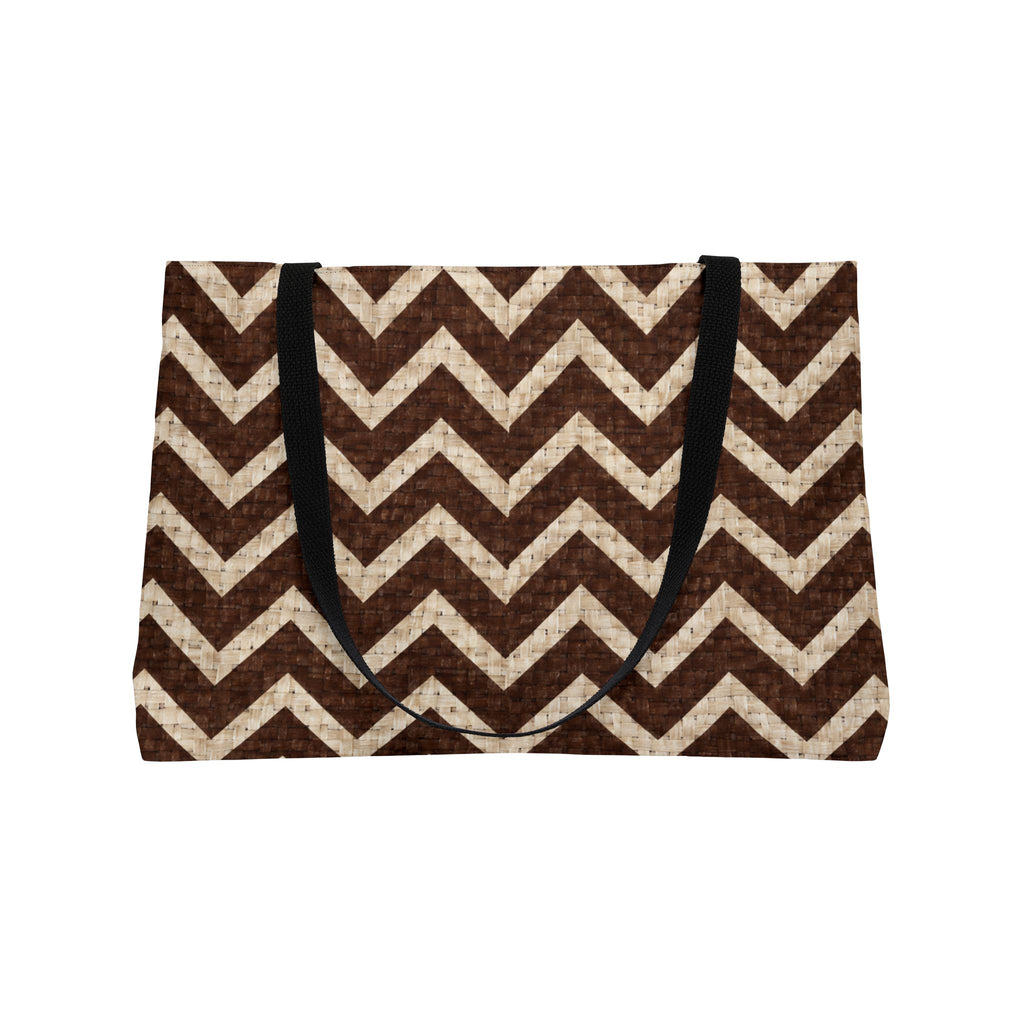 Chevron Weekender Tote Bag — Brown Rustic Zigzag Travel Tote