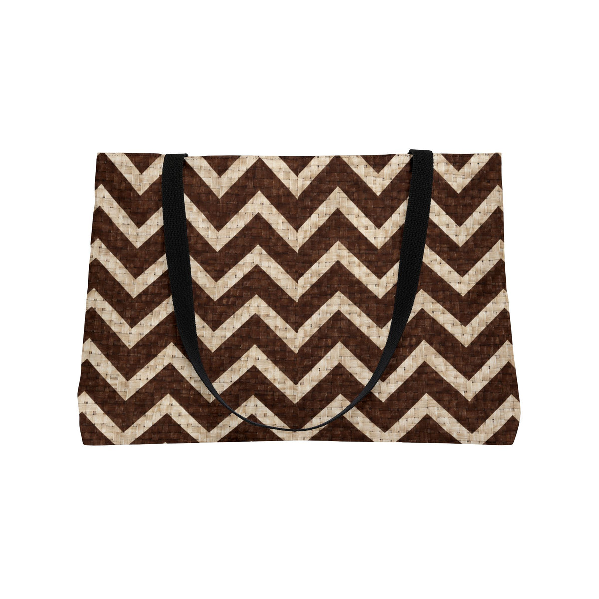 Chevron Weekender Tote Bag — Brown Rustic Zigzag Travel Tote