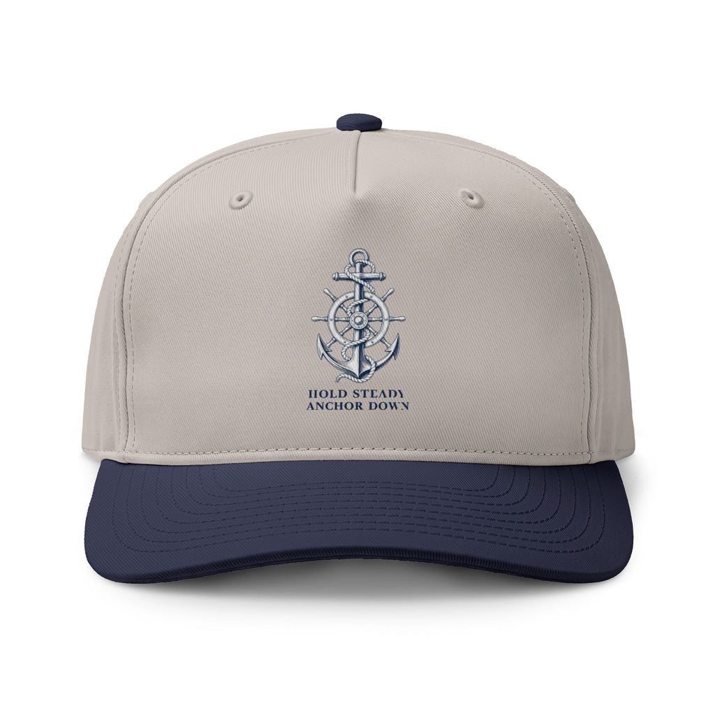 Anchor Compass Embroidered Two-Tone Cap — 'Hold Steady, Anchor Down'