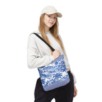 Nassau Blue Coastal Toile Tote Bag — Nautical Bahama / Palm Beach Scene All-Over Print