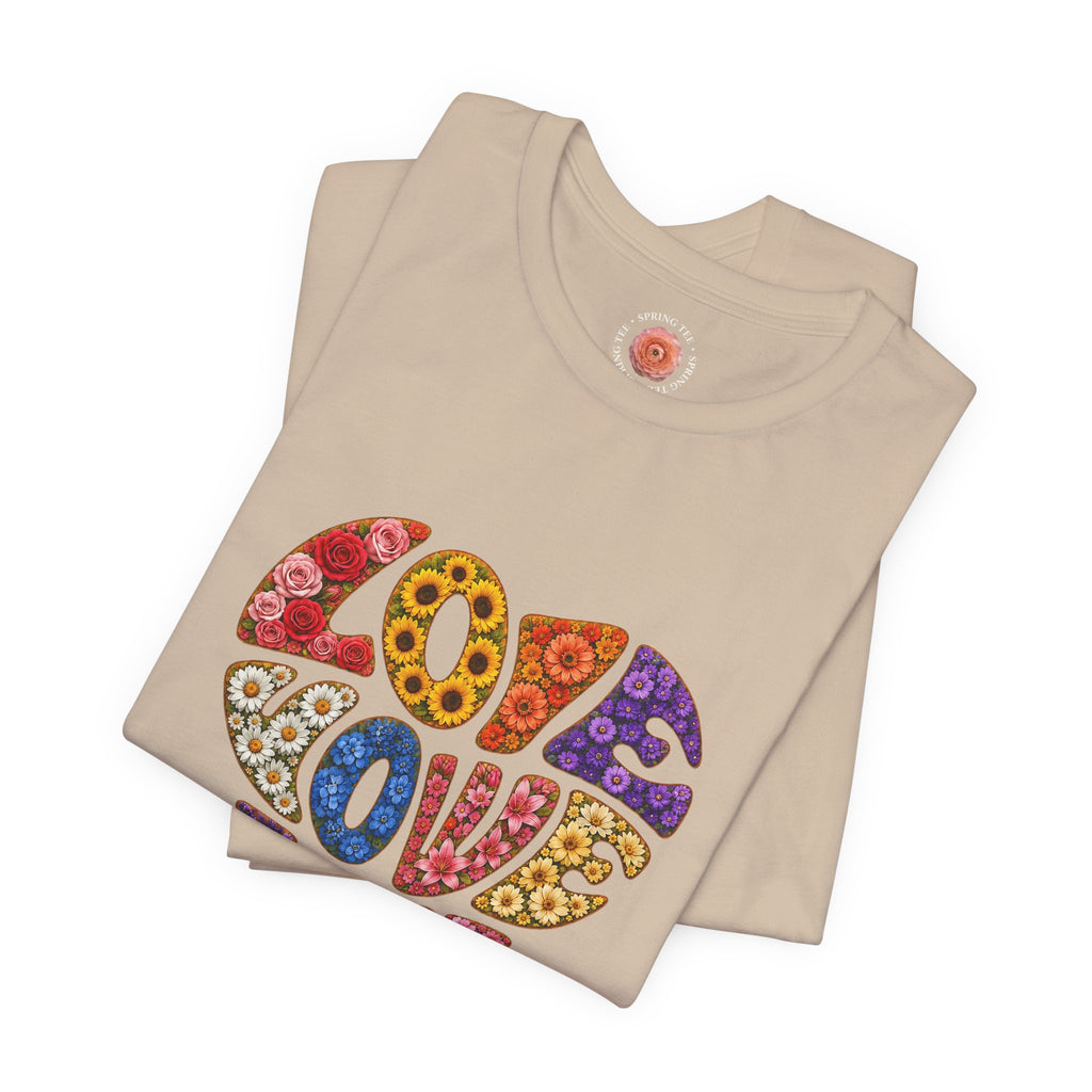 Love Heart Graphic Tee — Retro Floral "Love" Design