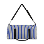 Striped Blue Travel Duffel Bag – Lightweight Beach & Gym Weekender