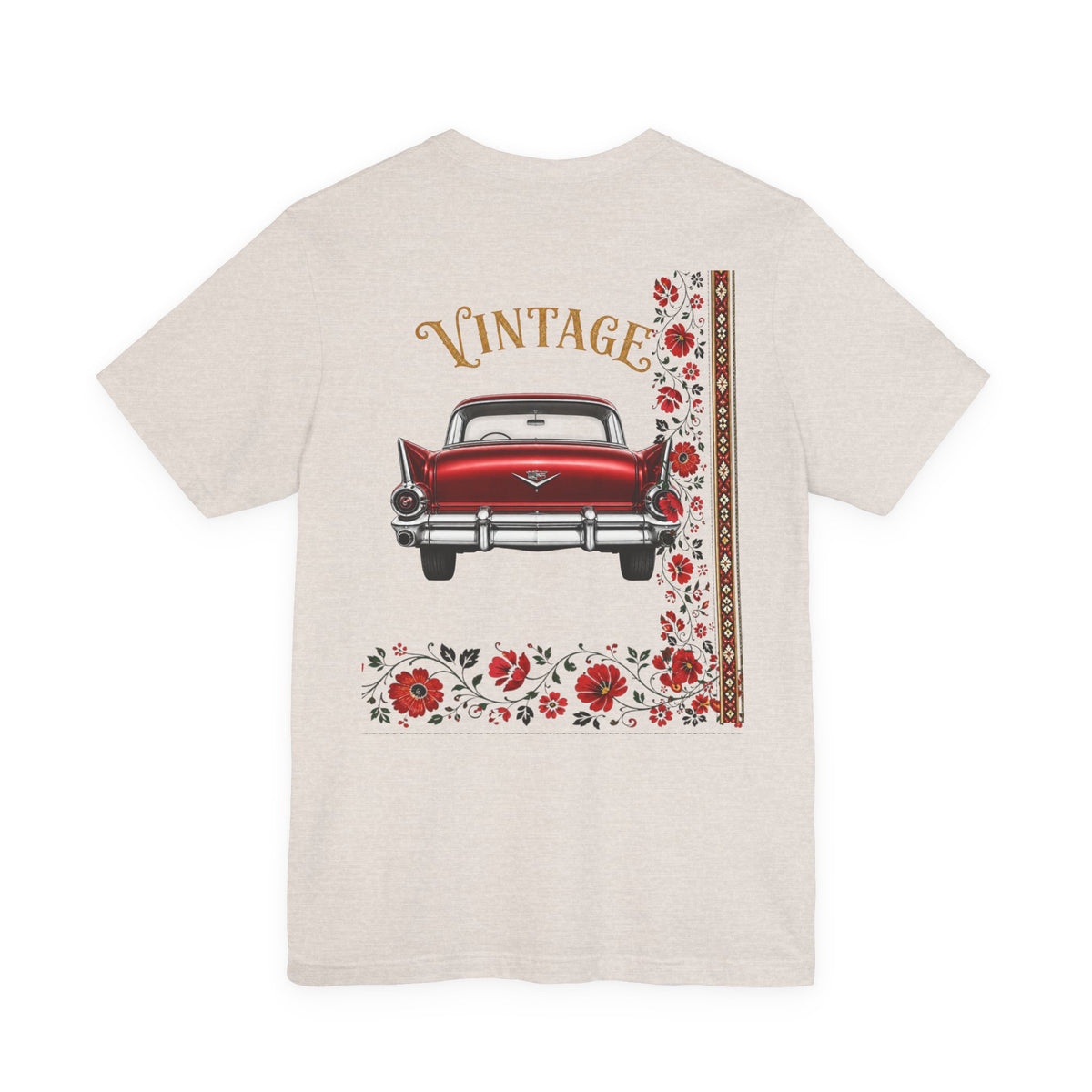 Vintage Classic Car Floral Graphic T-Shirt