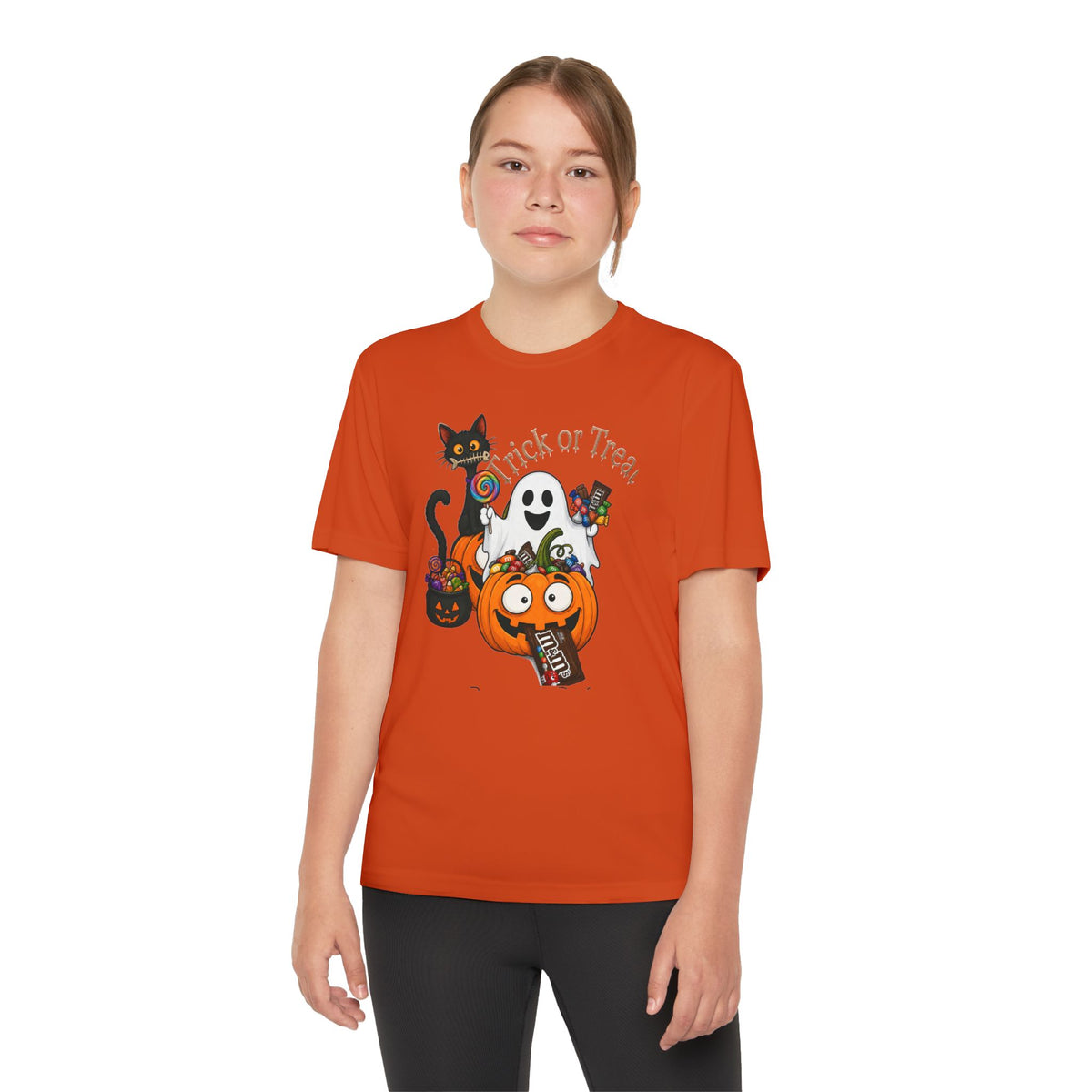 Kids Halloween Trick or Treat T-Shirt — Cute Pumpkin, Ghost & Black Cat Design