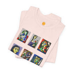 Picasso Portrait Grid T‑Shirt — Colorful Cubist Faces Art Tee