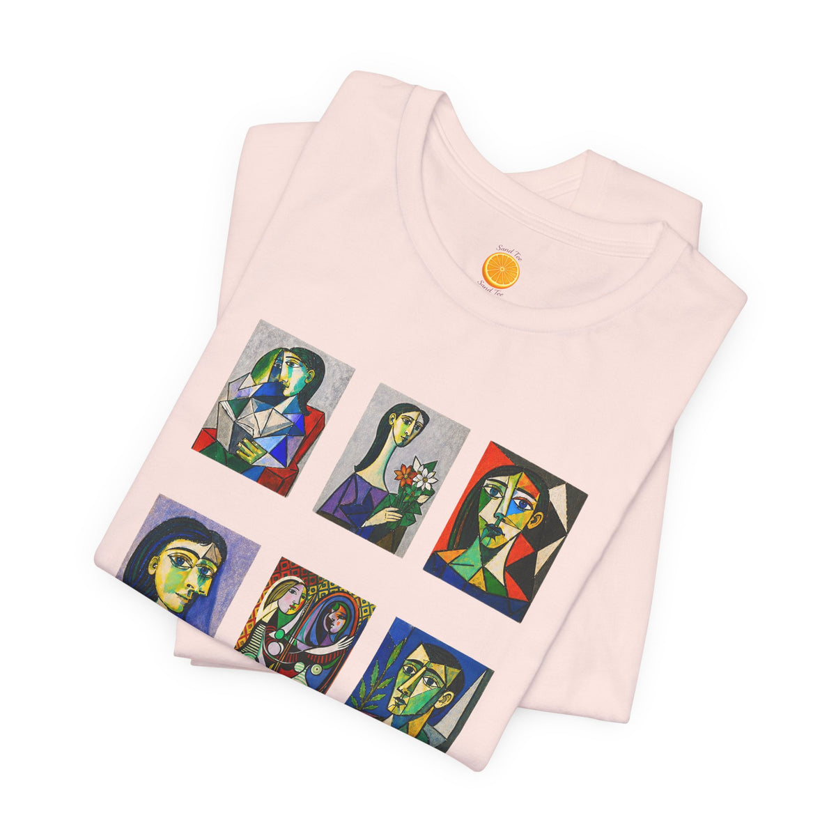 Picasso Portrait Grid T‑Shirt — Colorful Cubist Faces Art Tee