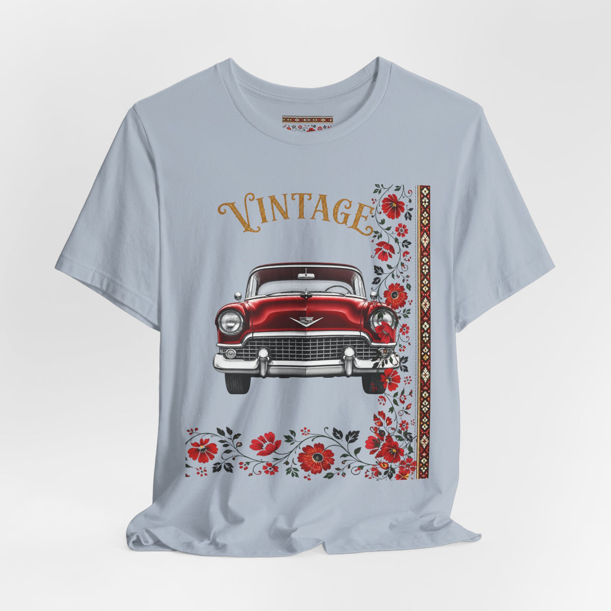 Vintage Classic Car Floral Graphic T-Shirt