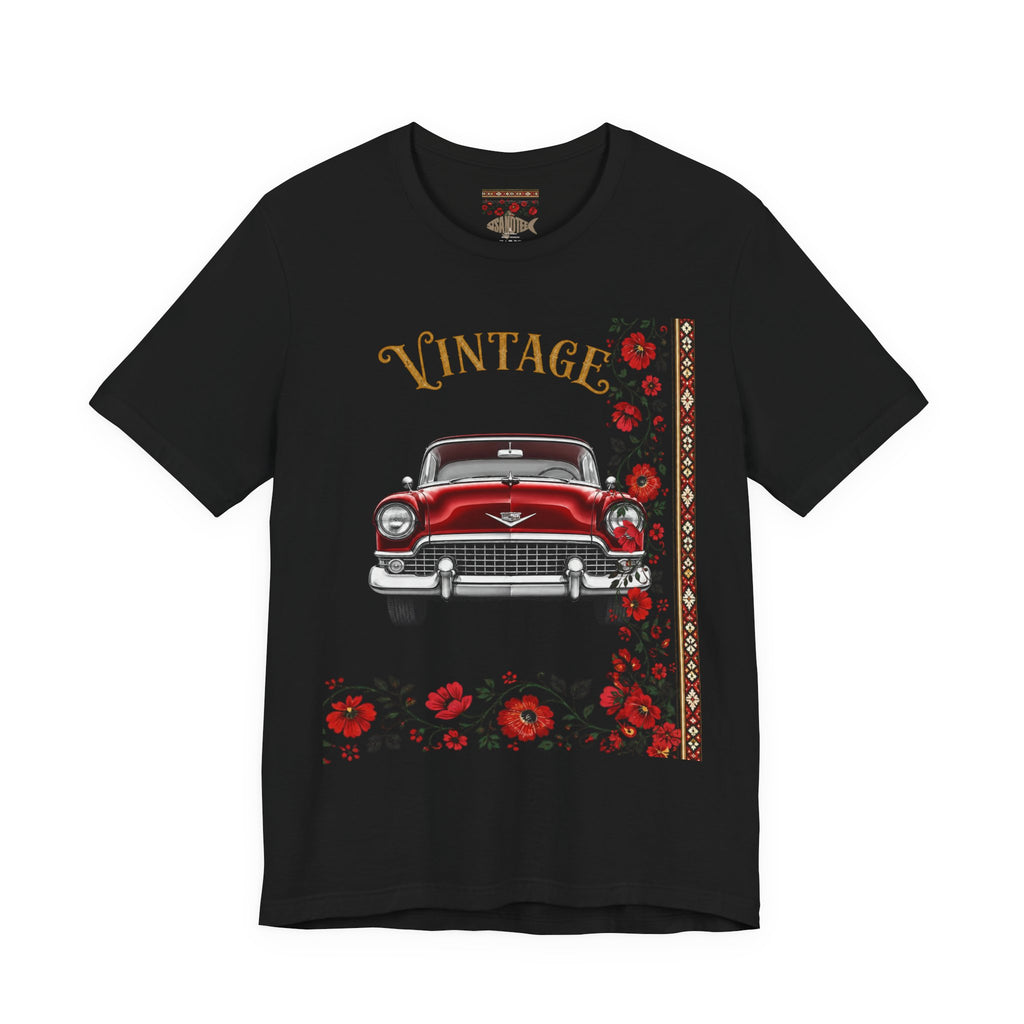 Vintage Classic Car Floral Graphic T-Shirt
