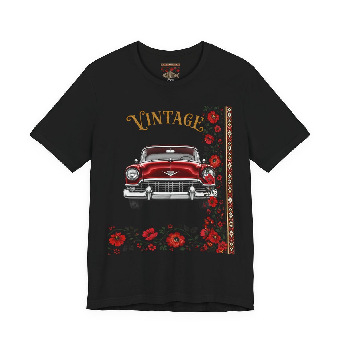 Vintage Classic Car Floral Graphic T-Shirt