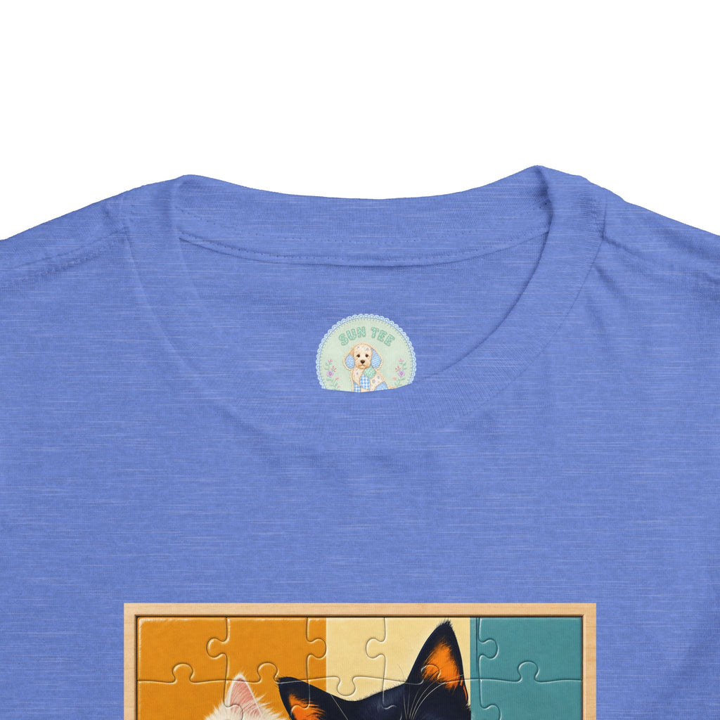 Toddler Cat Portrait Tee — Color Block Kittens Short Sleeve
