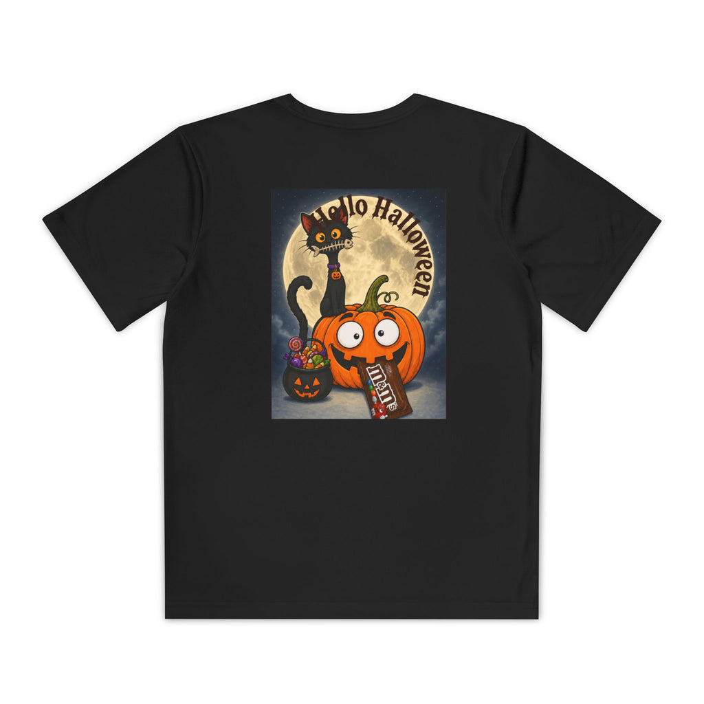 Kids Halloween Trick or Treat T-Shirt — Cute Pumpkin, Ghost & Black Cat Design