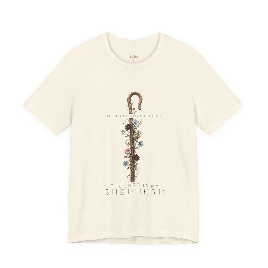 Shepherd Floral Staff T‑Shirt — 'The Lord Is My Shepherd' Faith Tee