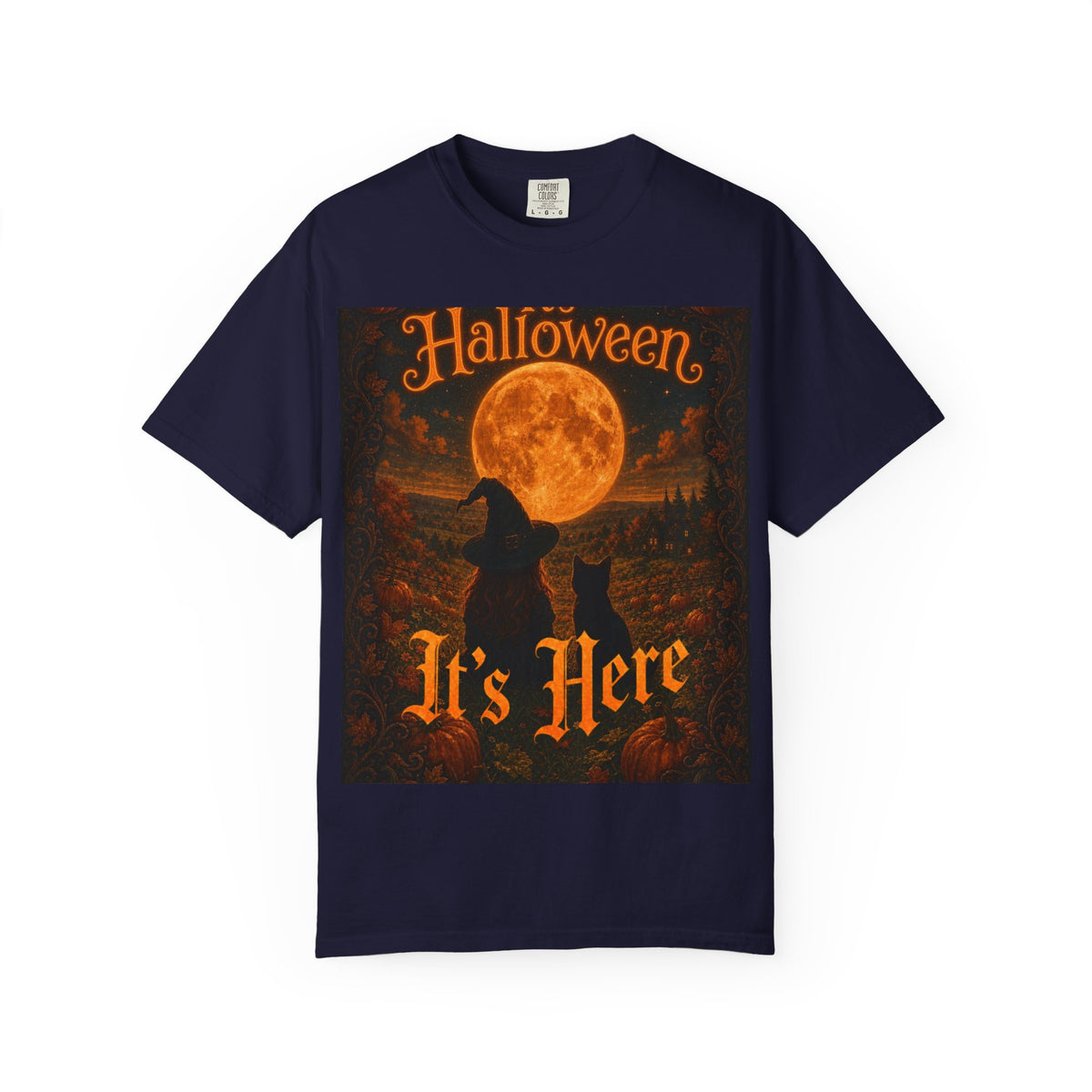Halloween T-Shirt — "Halloween It's Here" & Jack-O'-Lantern Pumpkin Graphic