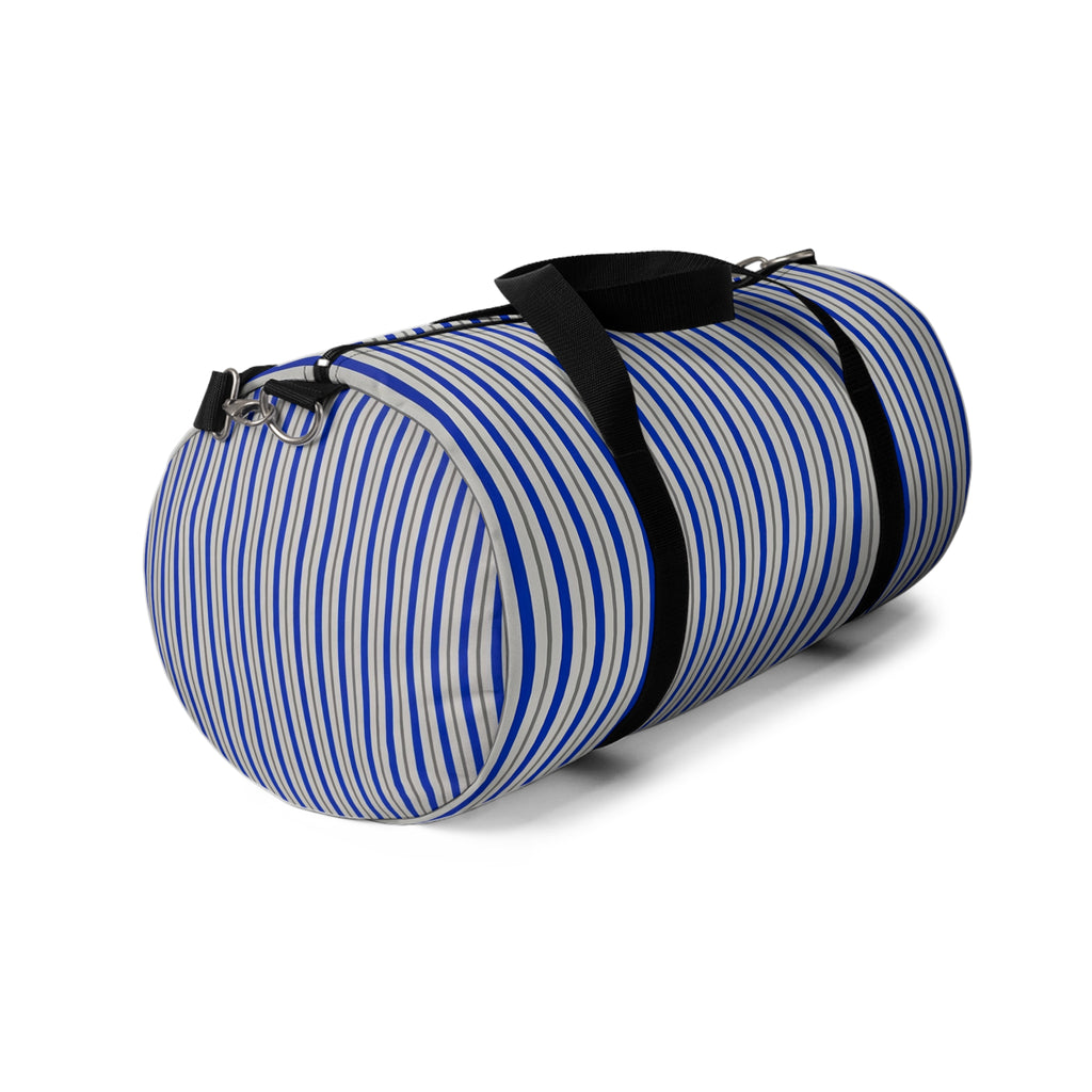 Striped Blue Travel Duffel Bag – Lightweight Beach & Gym Weekender