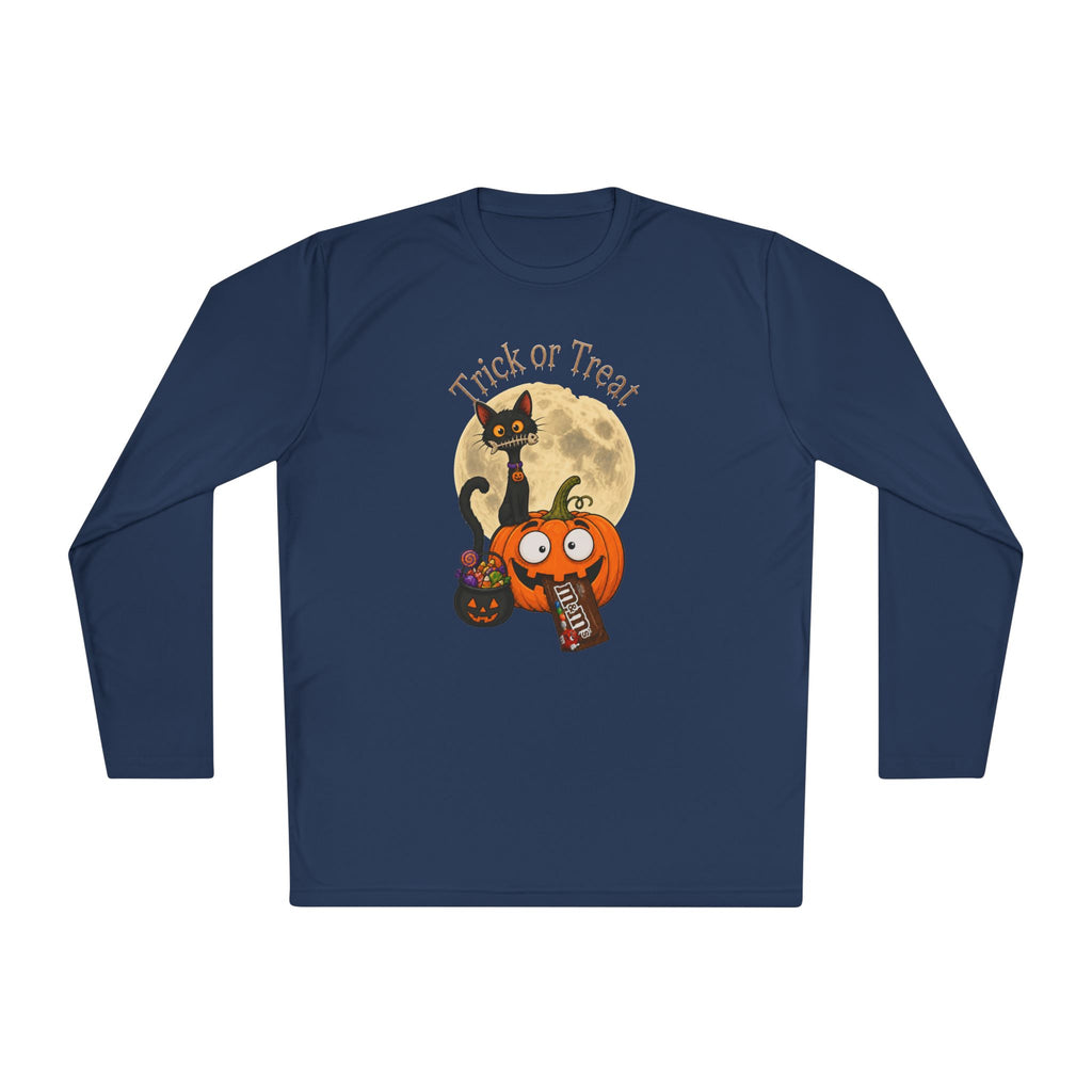 Halloween Pumpkin & Black Cat Long Sleeve Tee — "Trick or Treat / Hello Halloween"