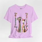 Gingham Dog & Calico Cat Tee — Plaid Pet Illustration T-Shirt